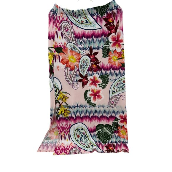 Chicos Ikat Patterned Maxi‎ Skirt Tropical Floral Multicolor Size 0 Small - Picture 2 of 7